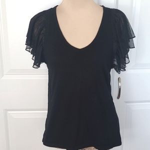 4 for $30 River Island Black Top with Tulle Sleeves Size 12